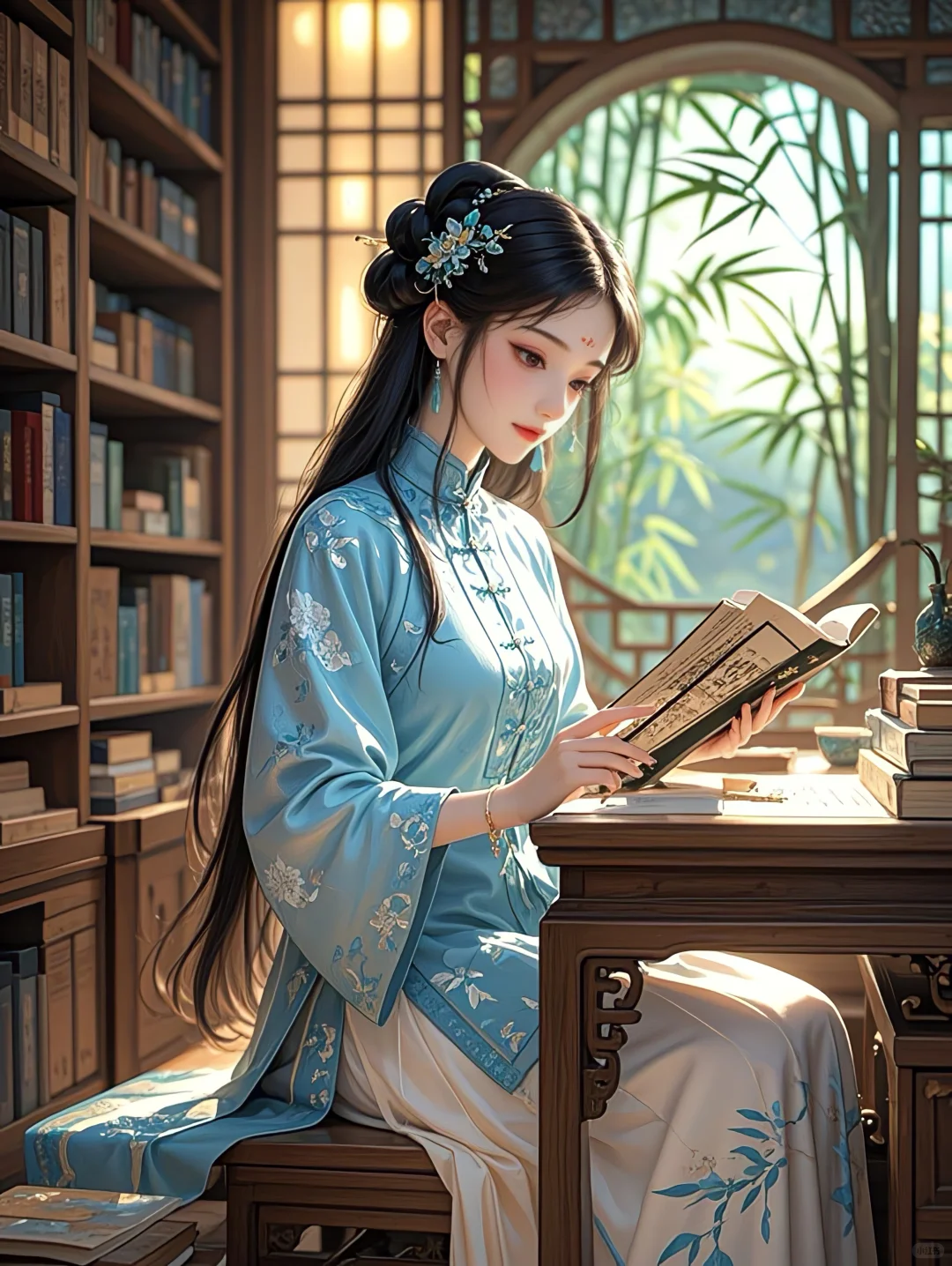 古风头像｜窗前读书美人身，书卷轻翻诗意真