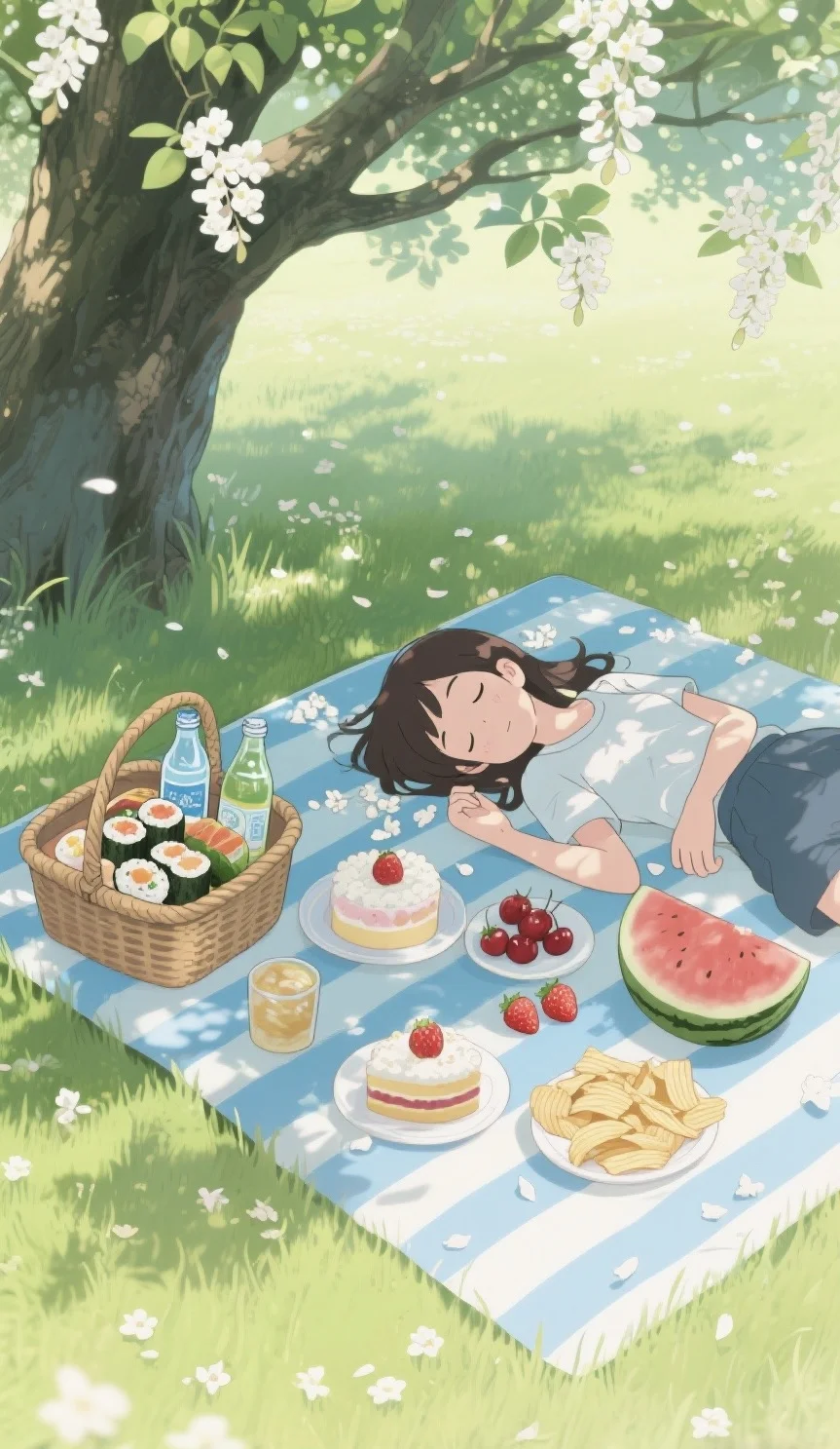 治愈插画🍉躺着打盹的夏天