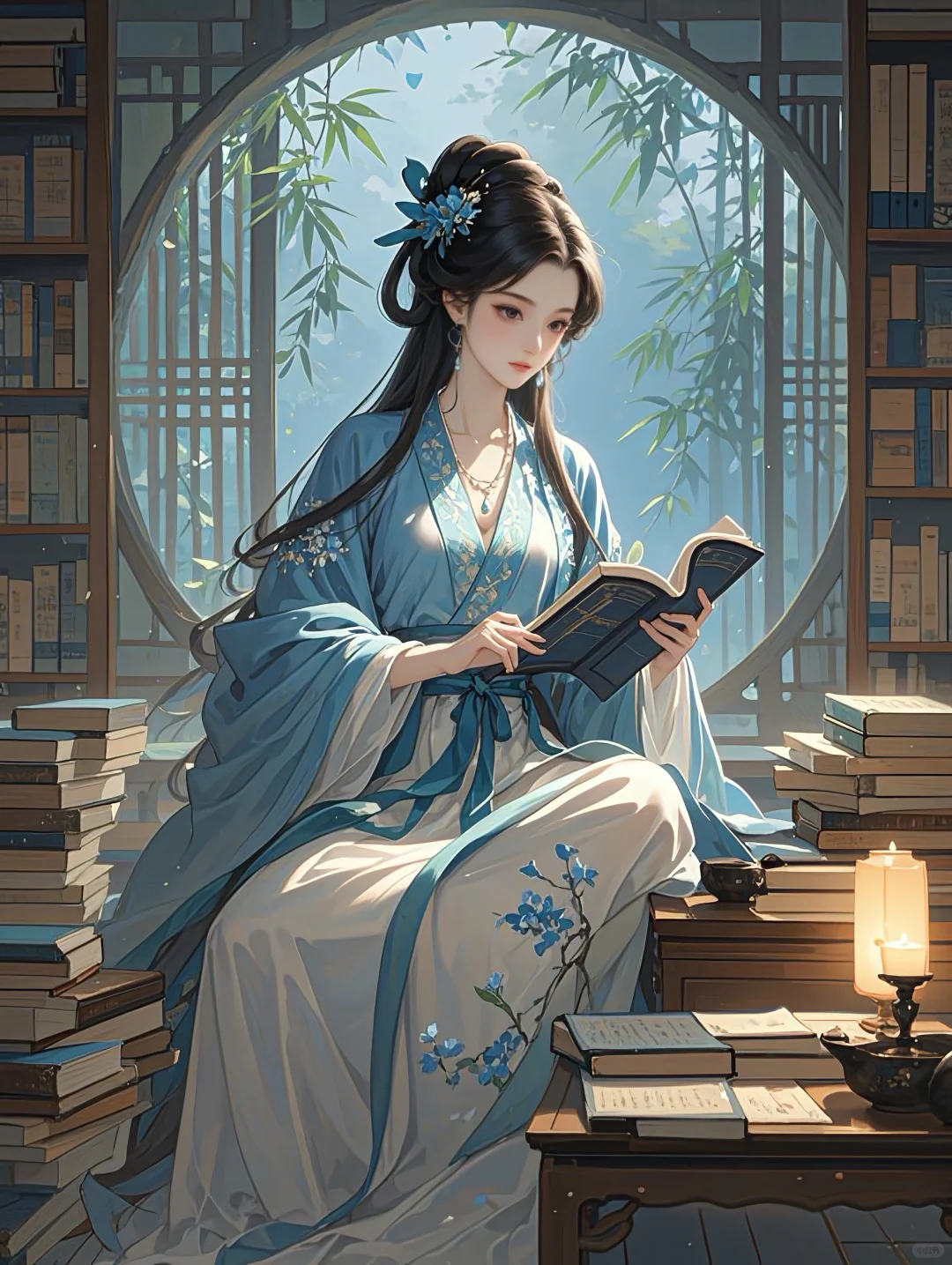 古风头像｜窗前读书美人身，书卷轻翻诗意真