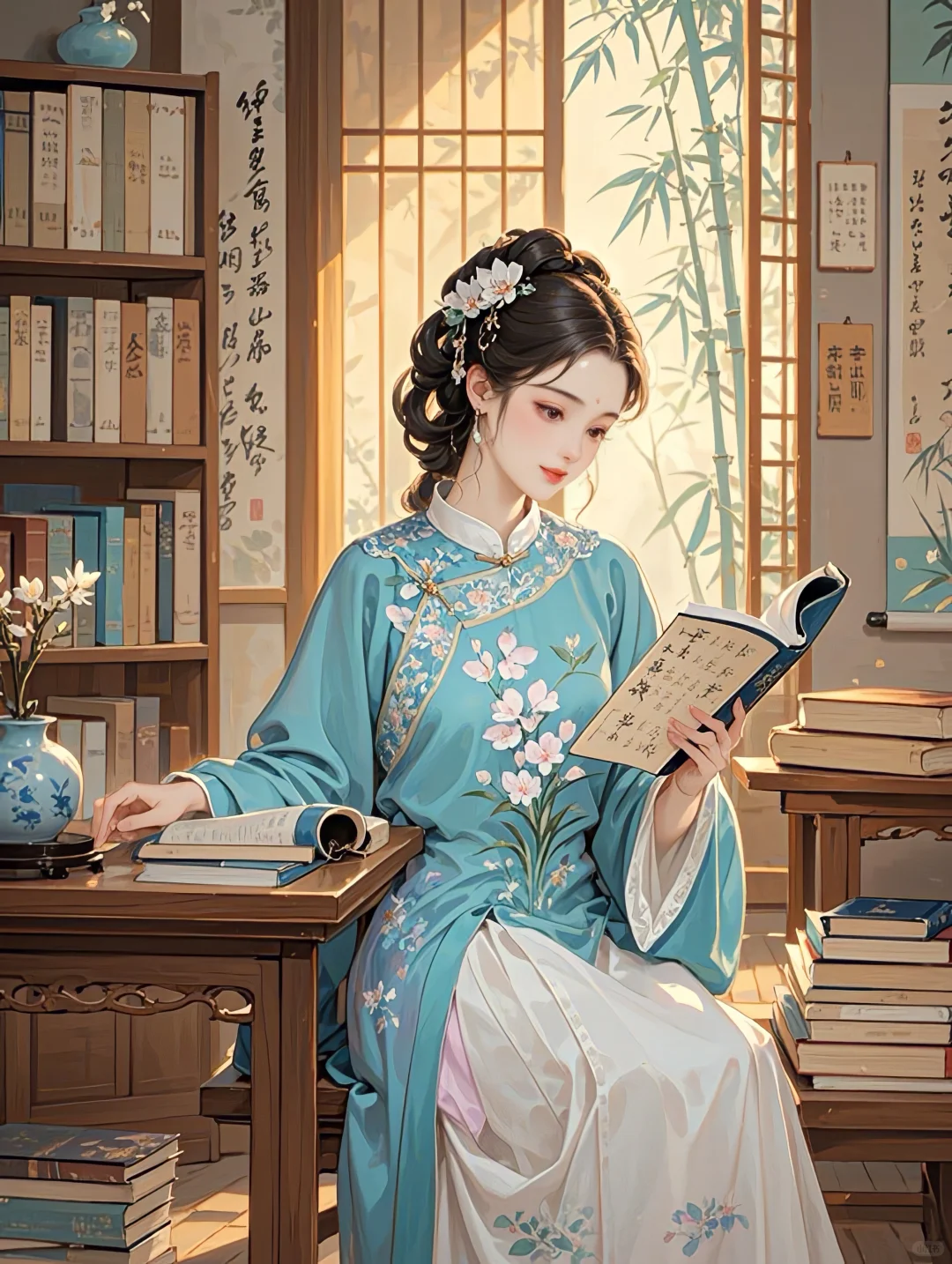 古风头像｜窗前读书美人身，书卷轻翻诗意真