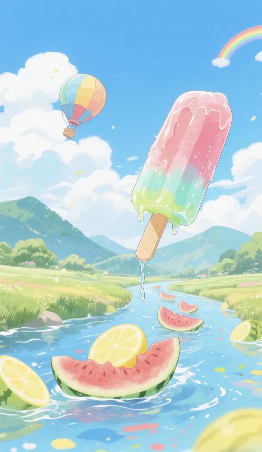 治愈插画🍉躺着打盹的夏天