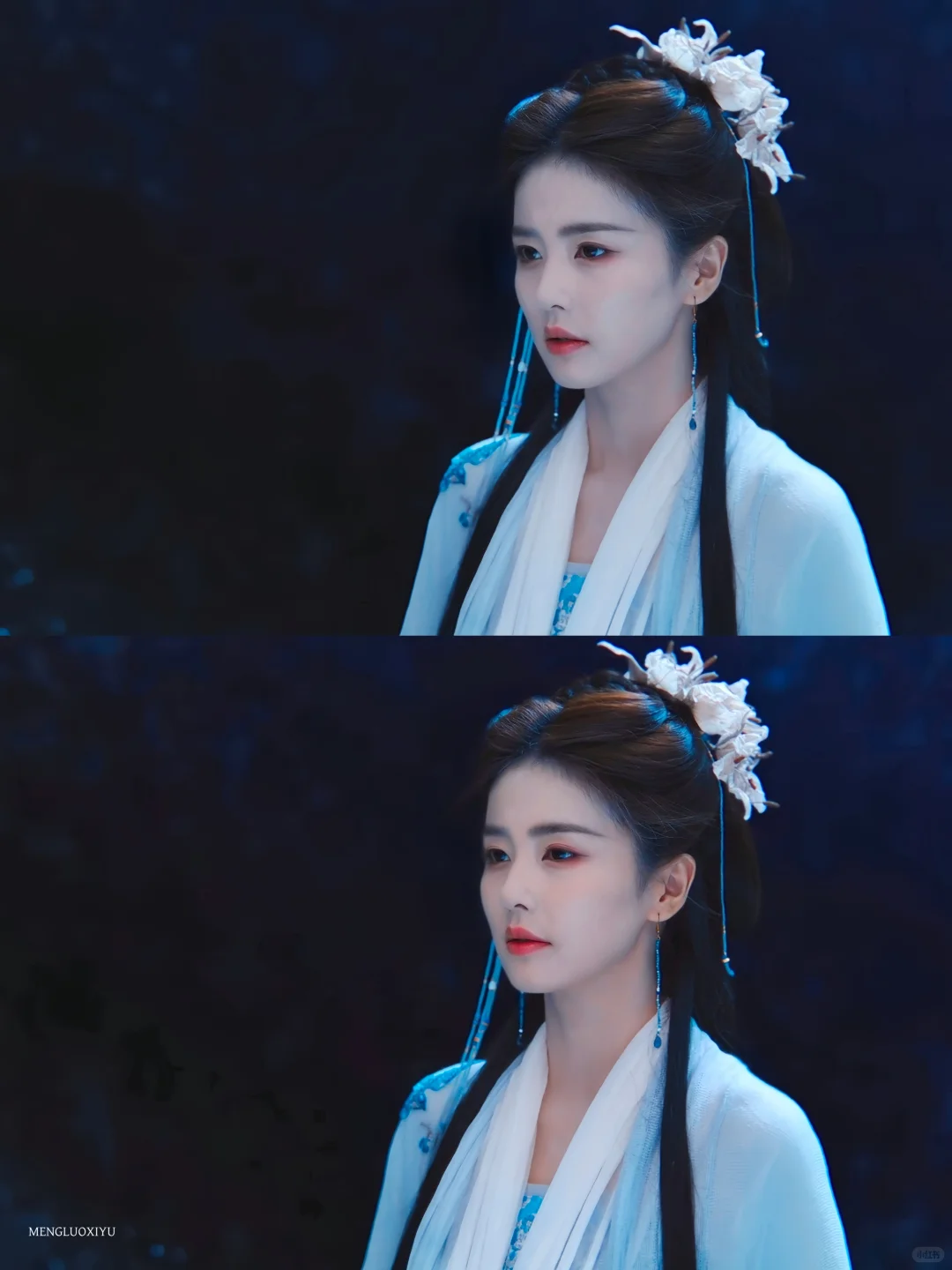 临江仙｜花如月浅紫色中袖棉麻衫妆造