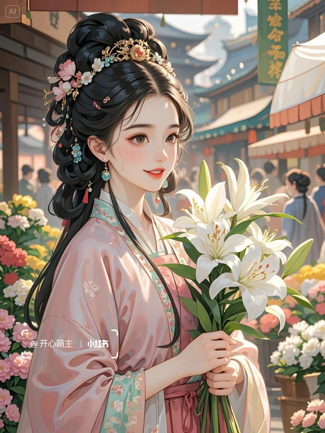 古风🌸明制汉服花市少女