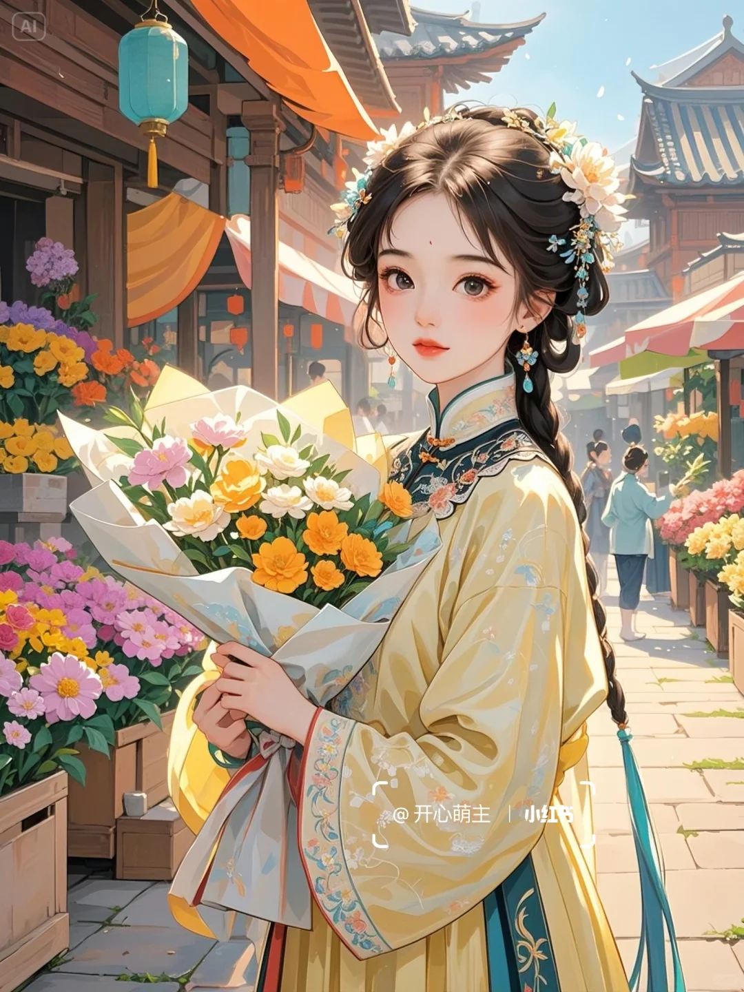 古风🌸明制汉服花市少女