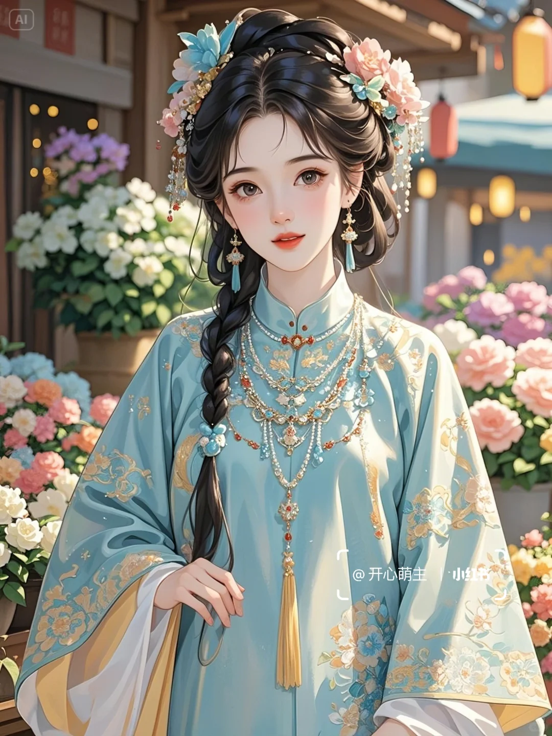 古风🌸明制汉服花市少女