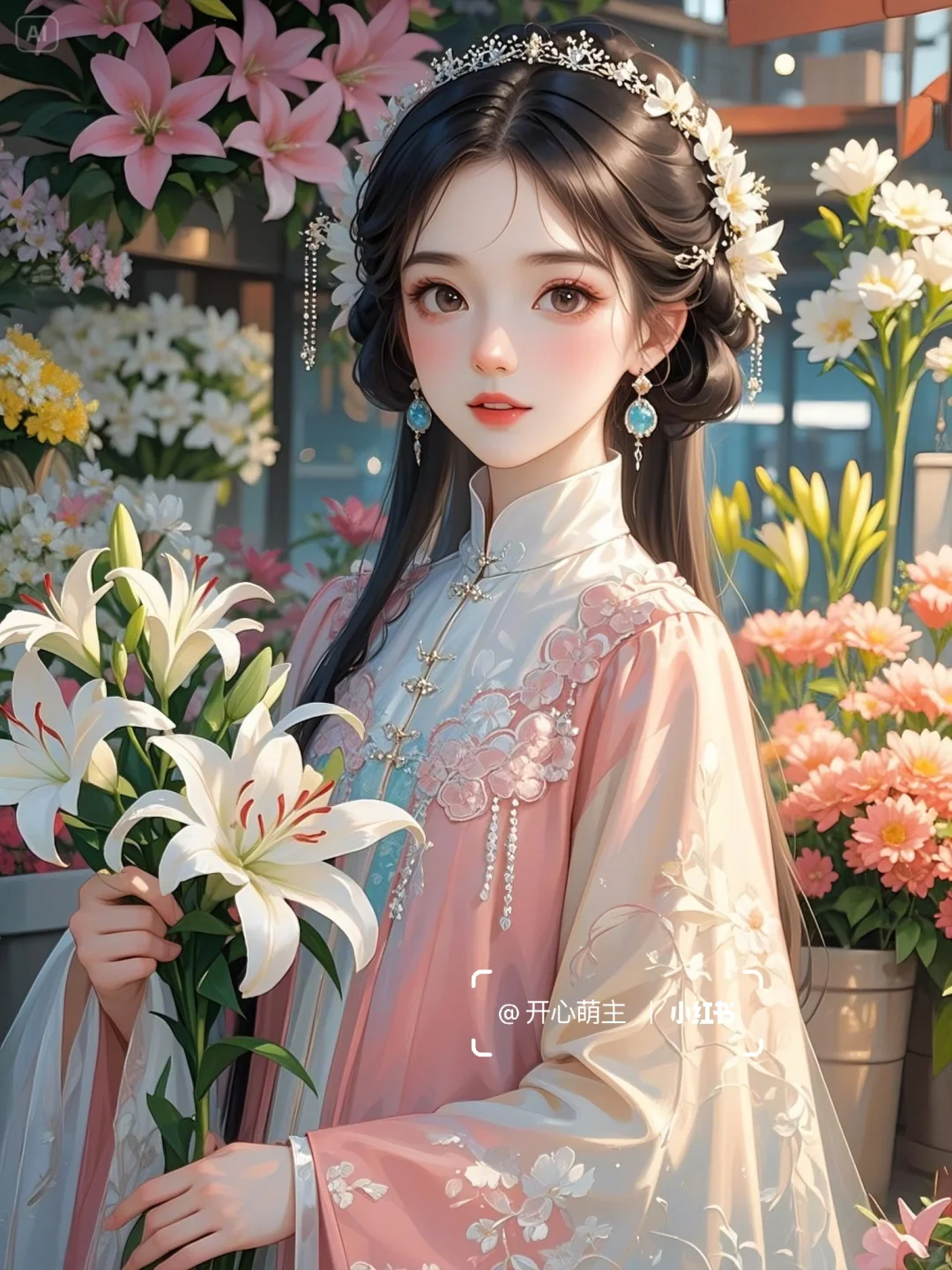 古风🌸明制汉服花市少女