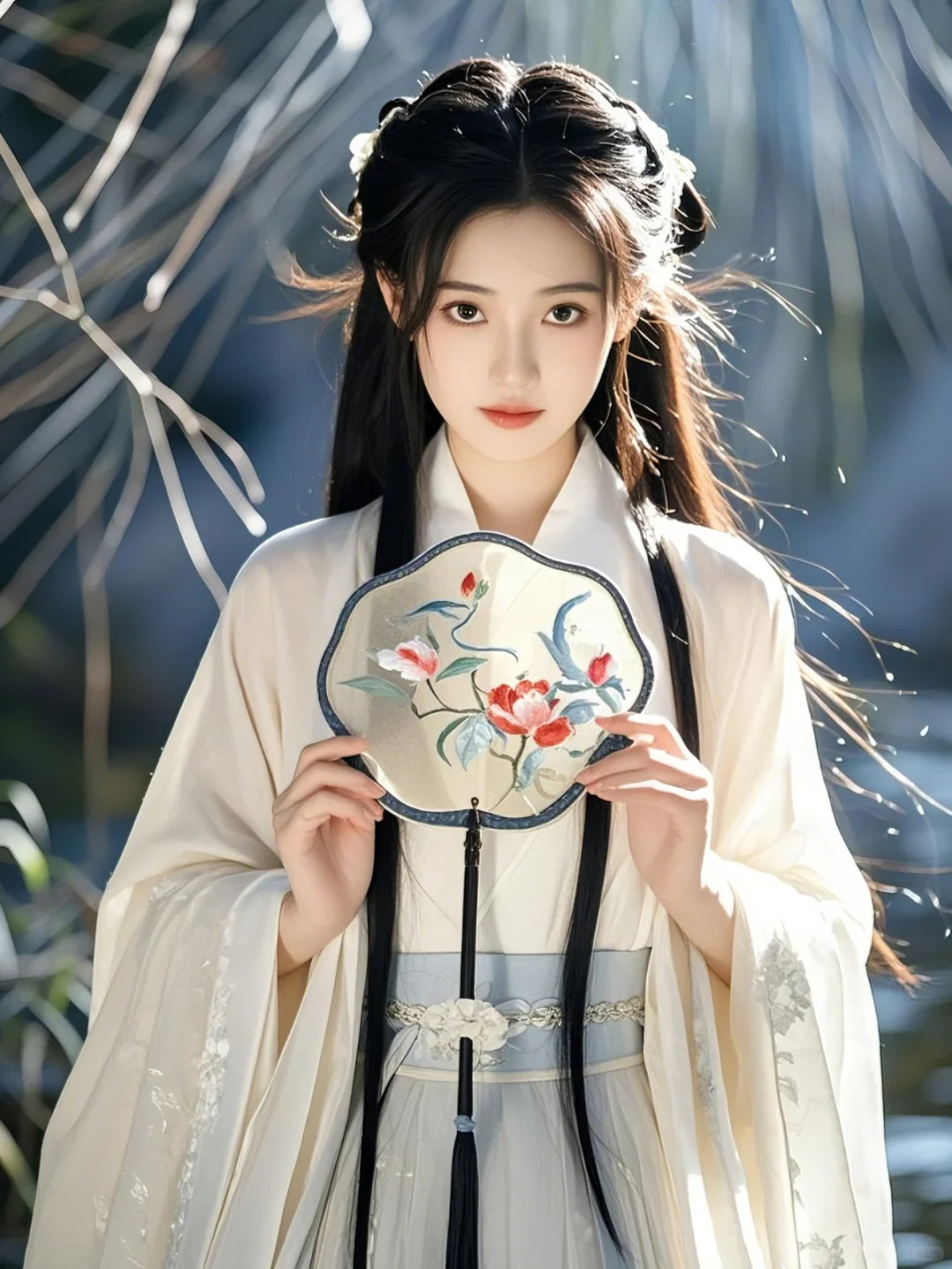 气质范:白衣执扇,清冷古风美人惊艳来袭✨