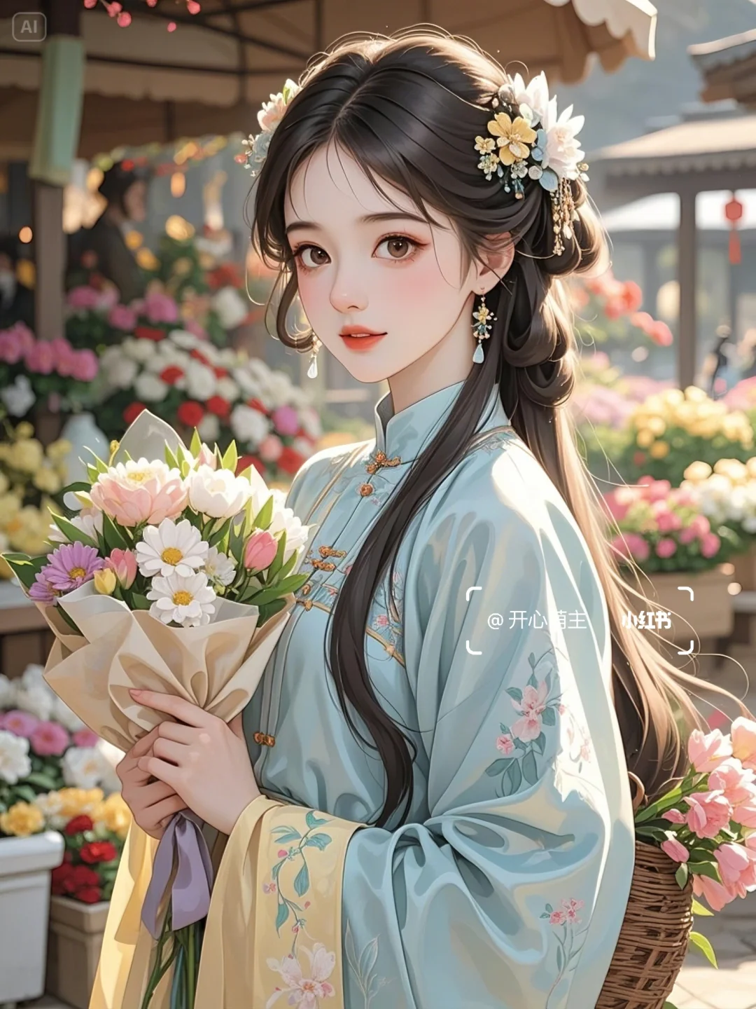 古风🌸明制汉服花市少女
