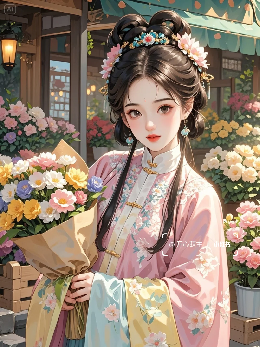 古风🌸明制汉服花市少女