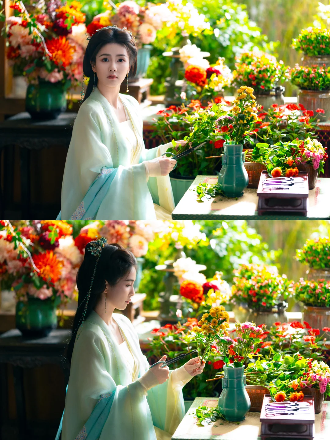 临江仙｜花如月浅色青衣妆造