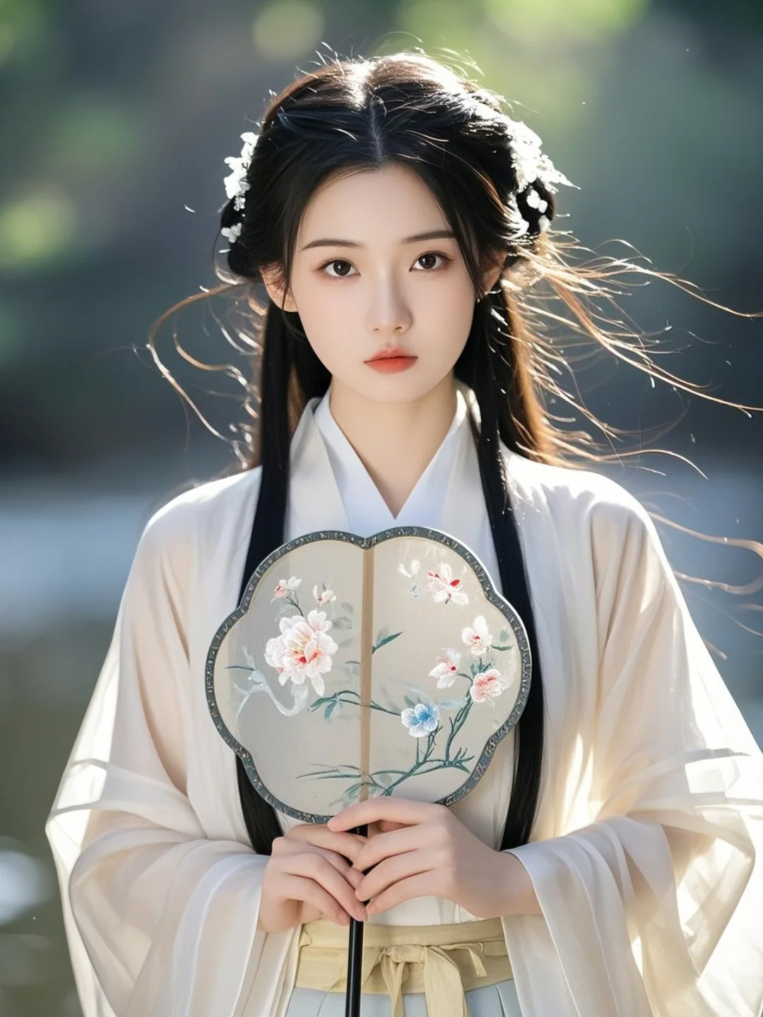 气质范:白衣执扇,清冷古风美人惊艳来袭✨
