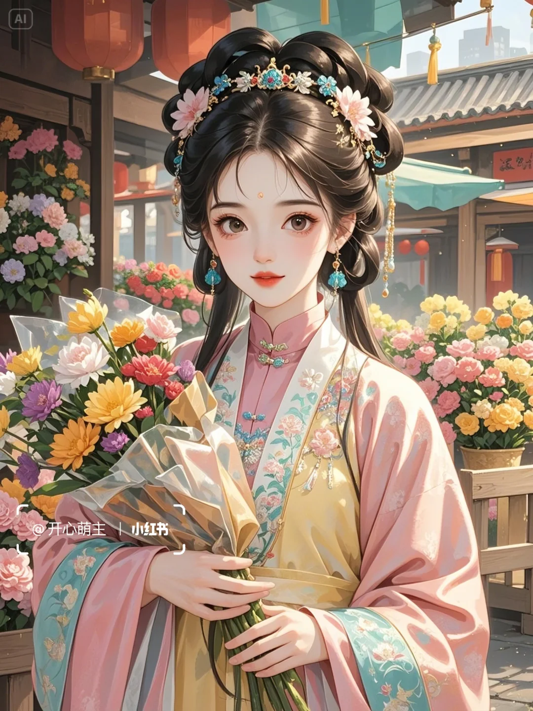古风🌸明制汉服花市少女