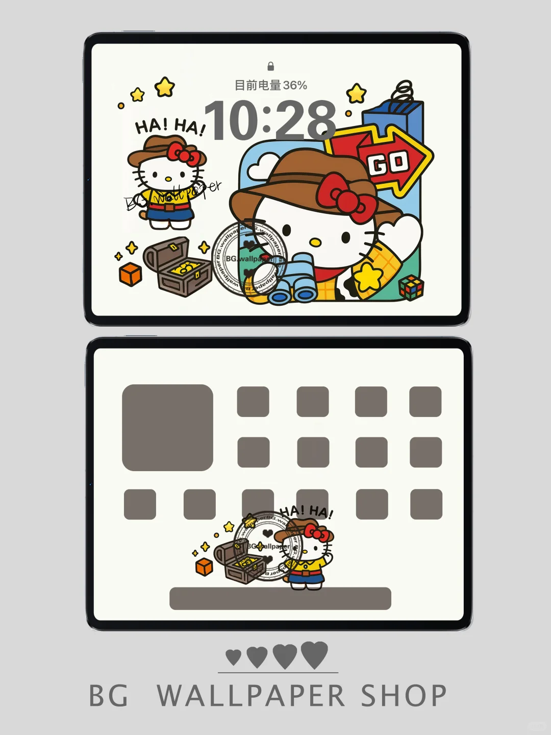 🎩 西部牛仔Kitty出击！可爱值拉满平板壁纸