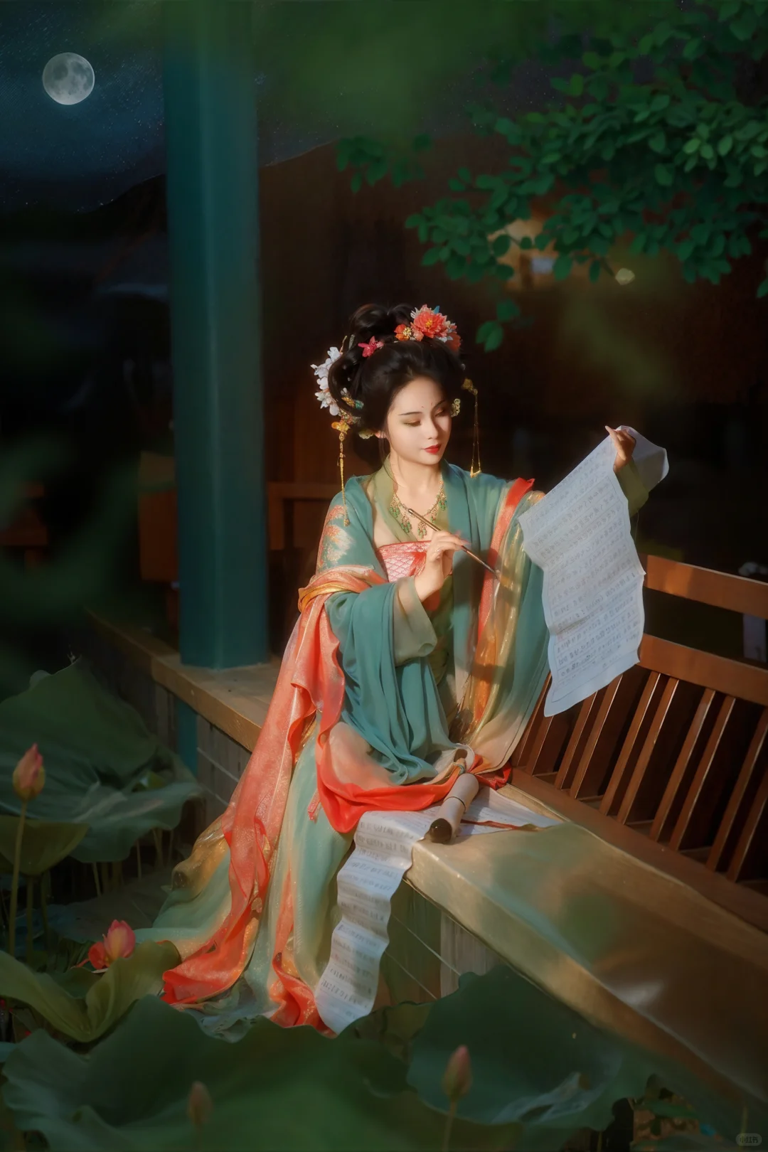 月色荷塘 古风美人