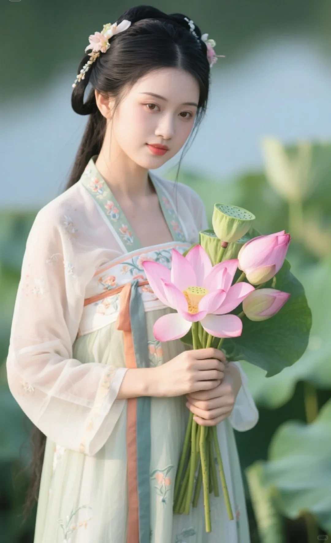 簪簪荷莲，清风徐来。