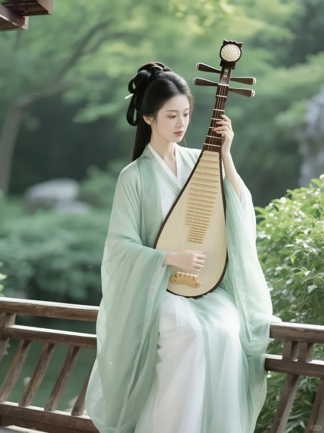 🌿青衫抱琵琶，游园遇仙踪 | 古风汉服写