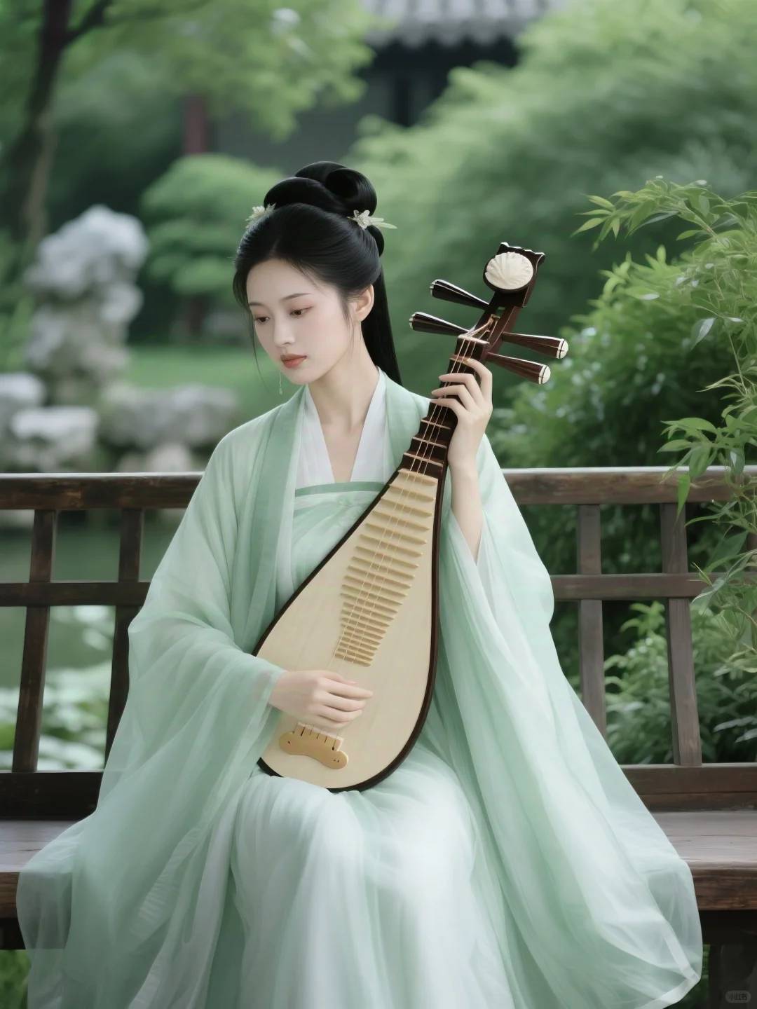🌿青衫抱琵琶，游园遇仙踪 | 古风汉服写