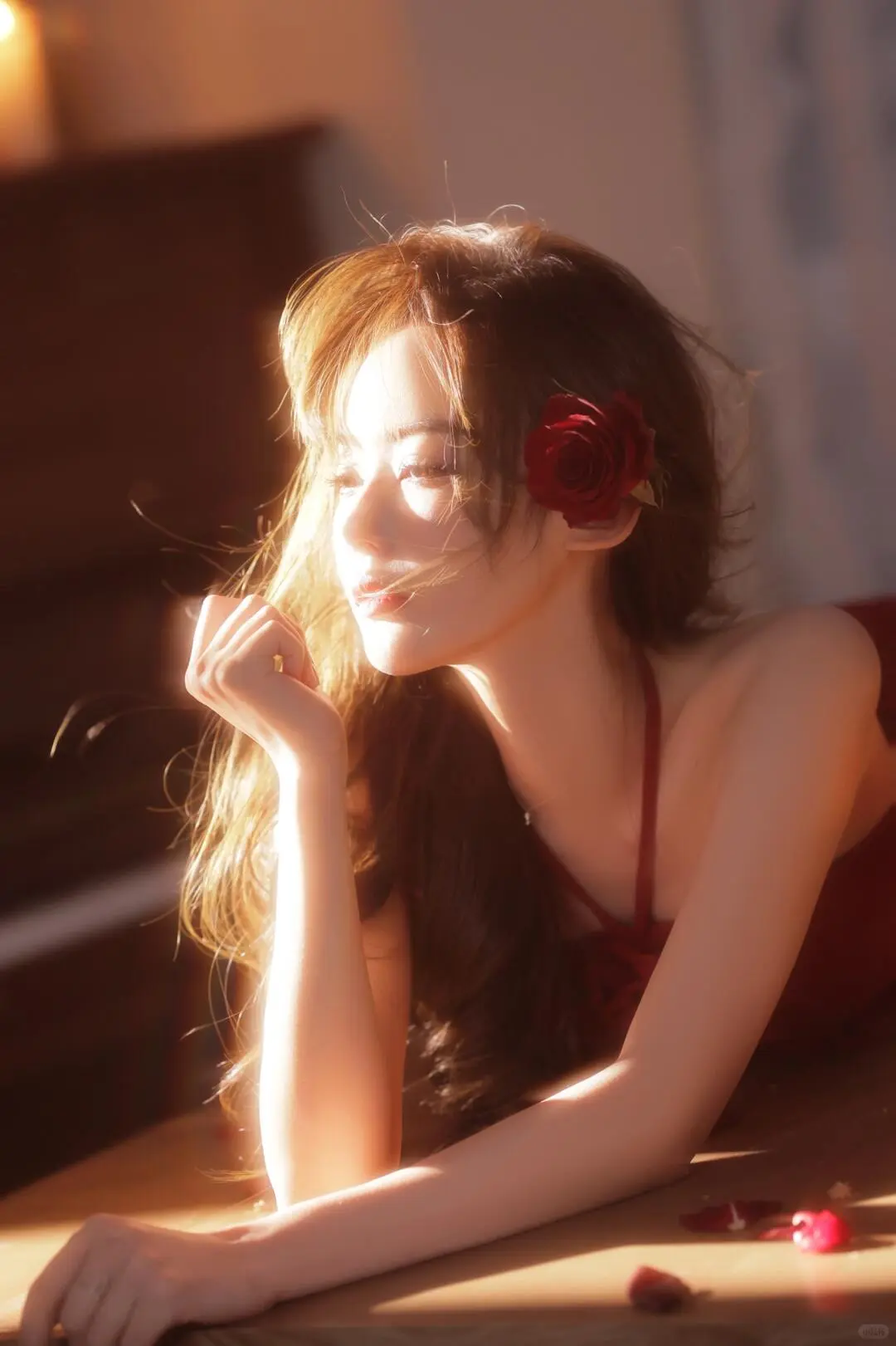娇艳红玫瑰🌹港风千金•泉州写真 一头大波浪