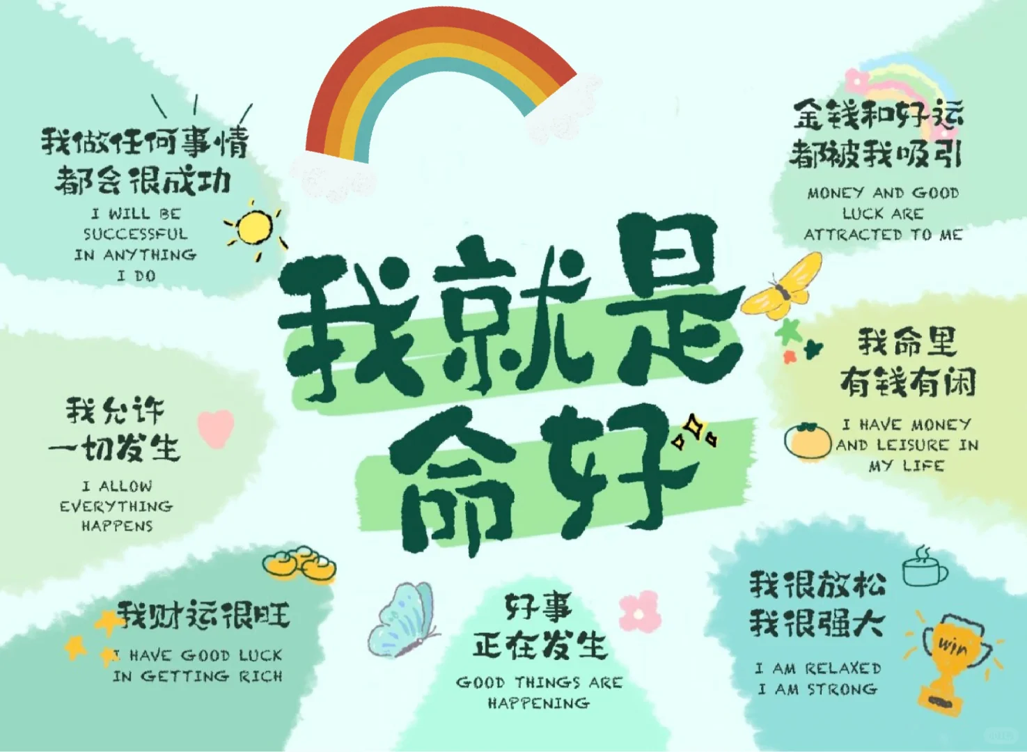 我就是命好｜绿色系夏天正念平板壁纸||第二