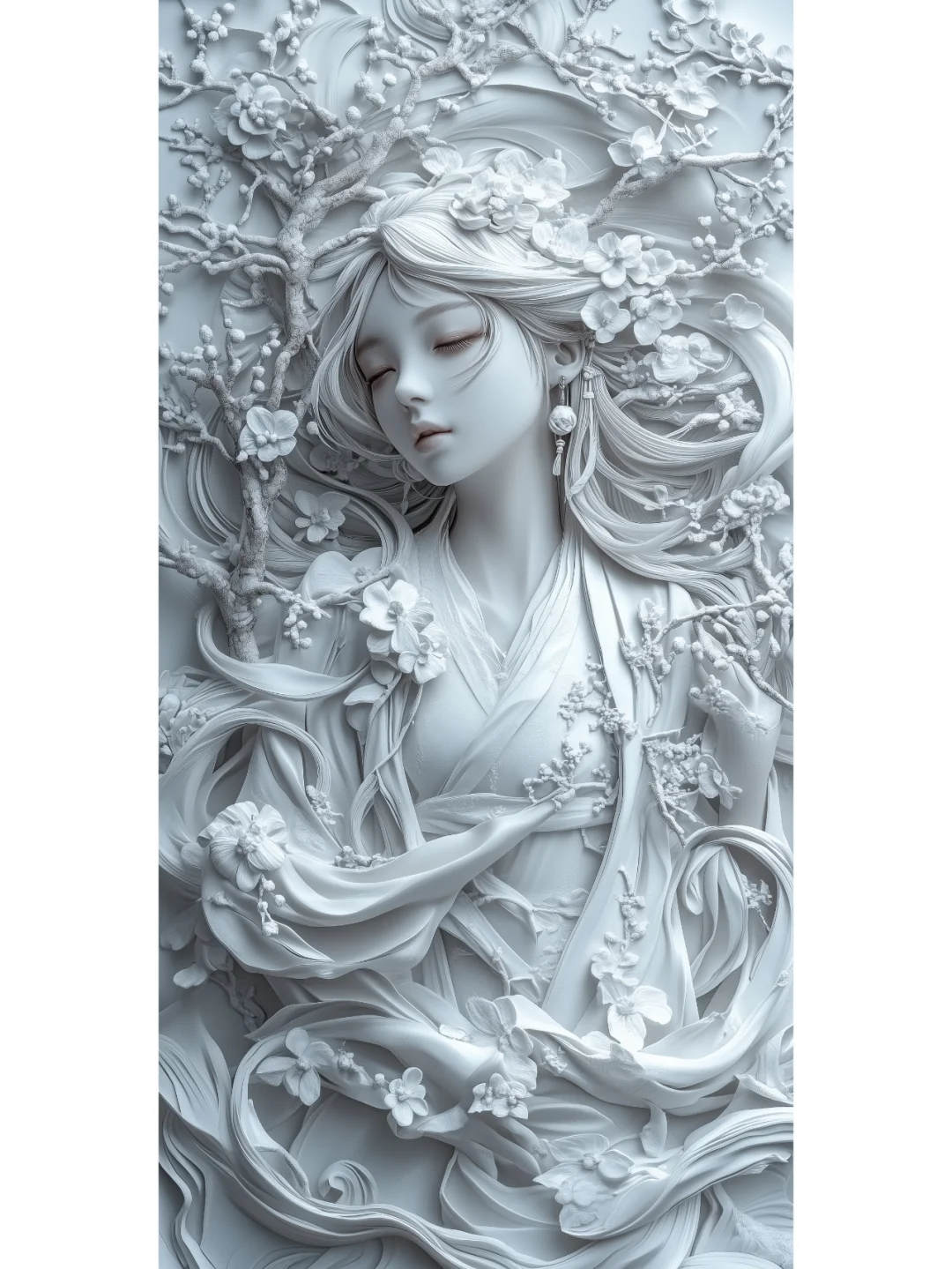 ❄️ 冬日浮雕，美人如画，艺术的拥抱。✨