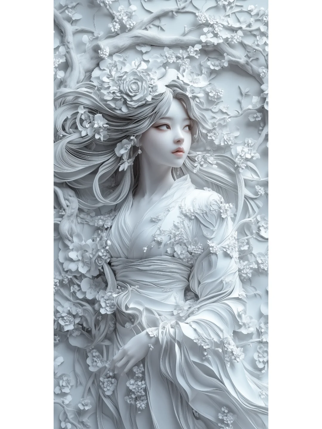 ❄️ 冬日浮雕，美人如画，艺术的拥抱。✨