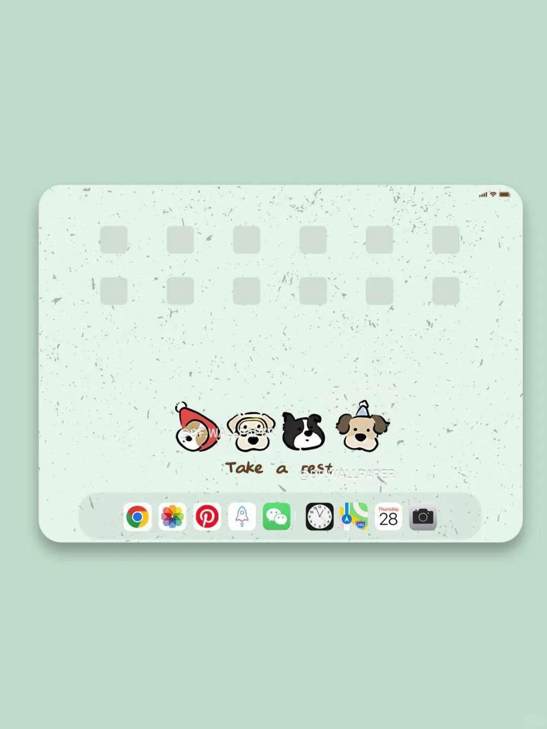 ipad壁纸｜薄荷绿护眼小狗
