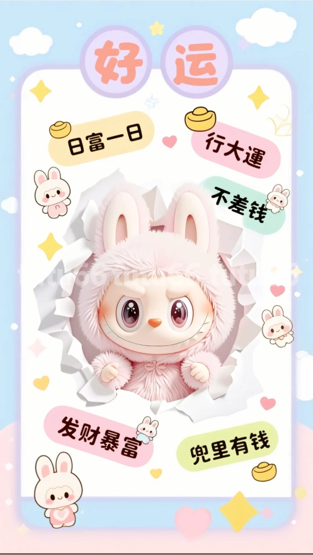 谁的手机还没labubu壁纸，好运常来暴富发财