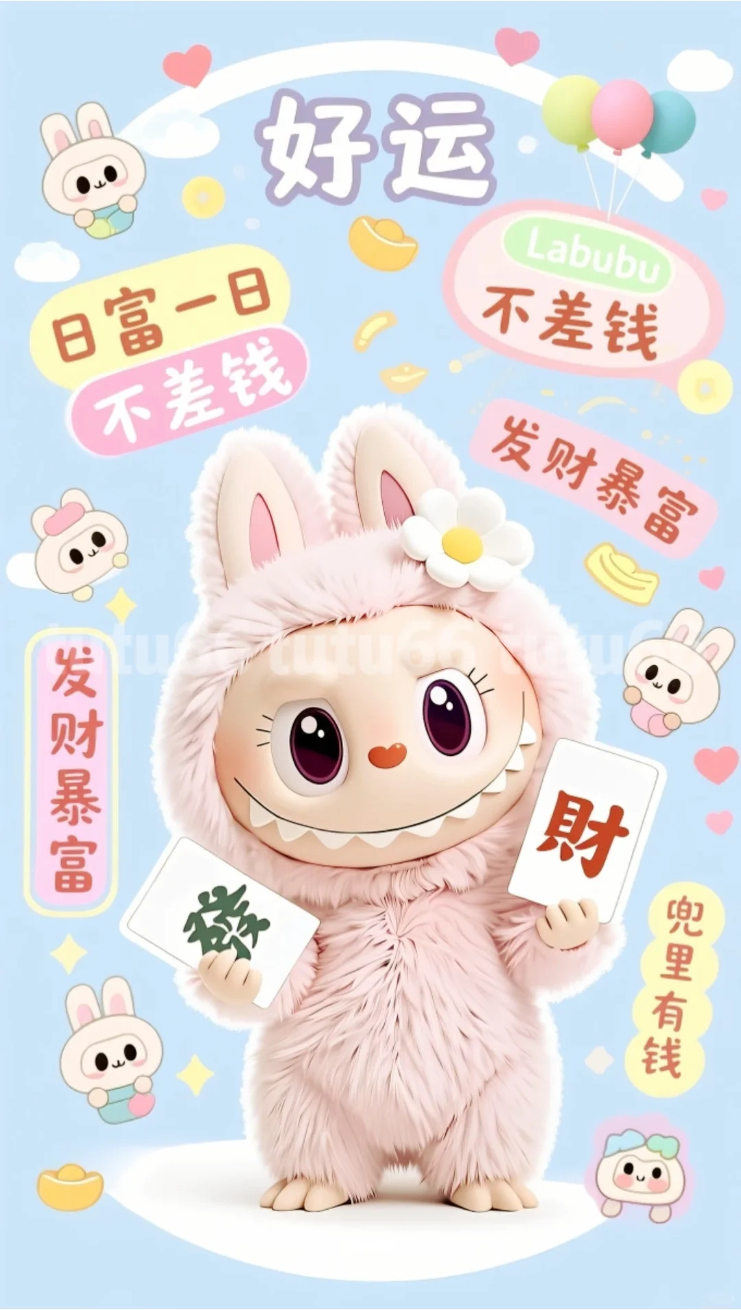 谁的手机还没labubu壁纸，好运常来暴富发财