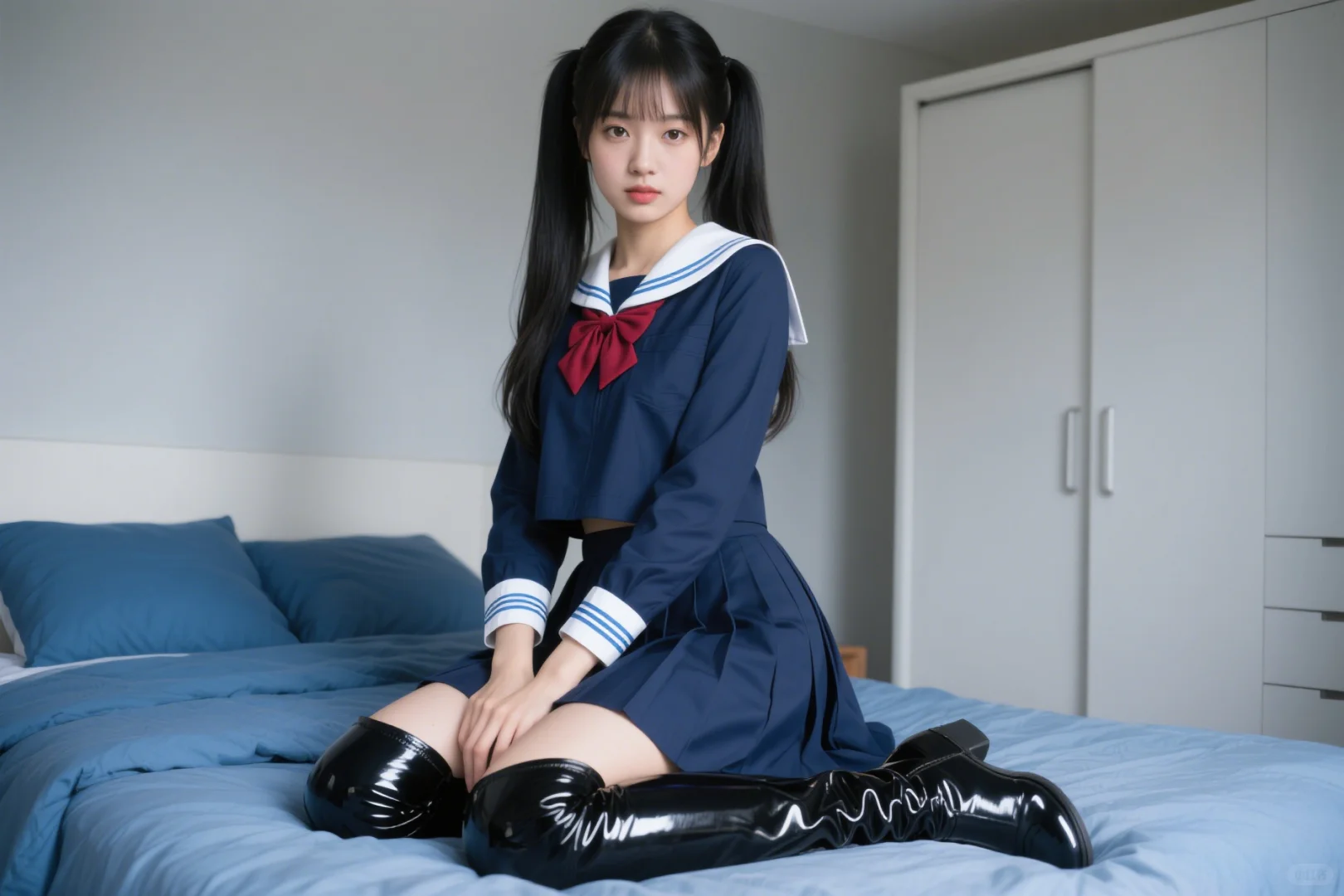 Ai，编号38056（穿过膝靴的女学生7）