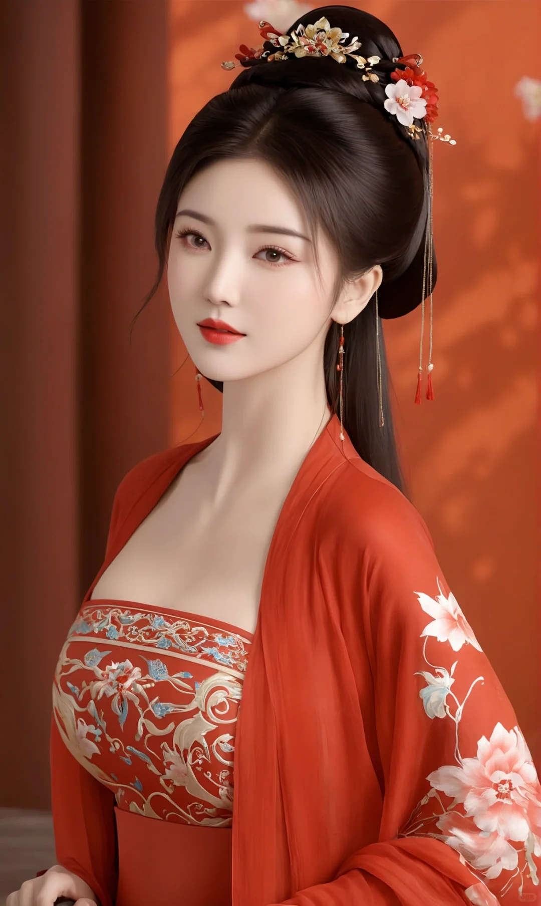 ai红色系列，国风美女壁纸