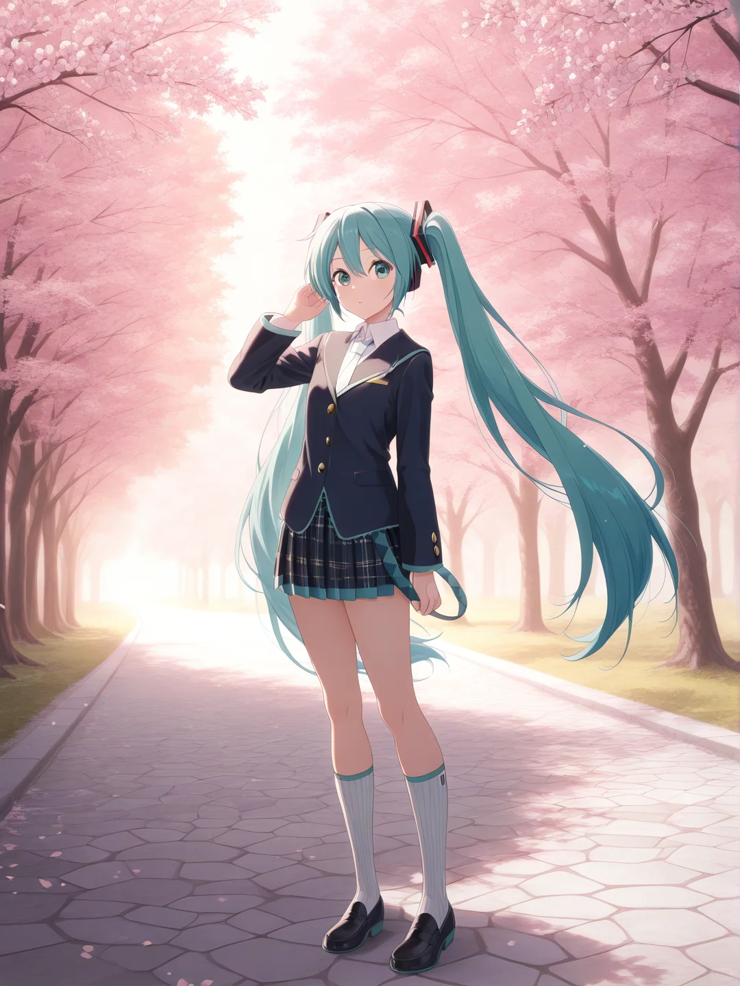 初音未来-海军蓝及膝袜