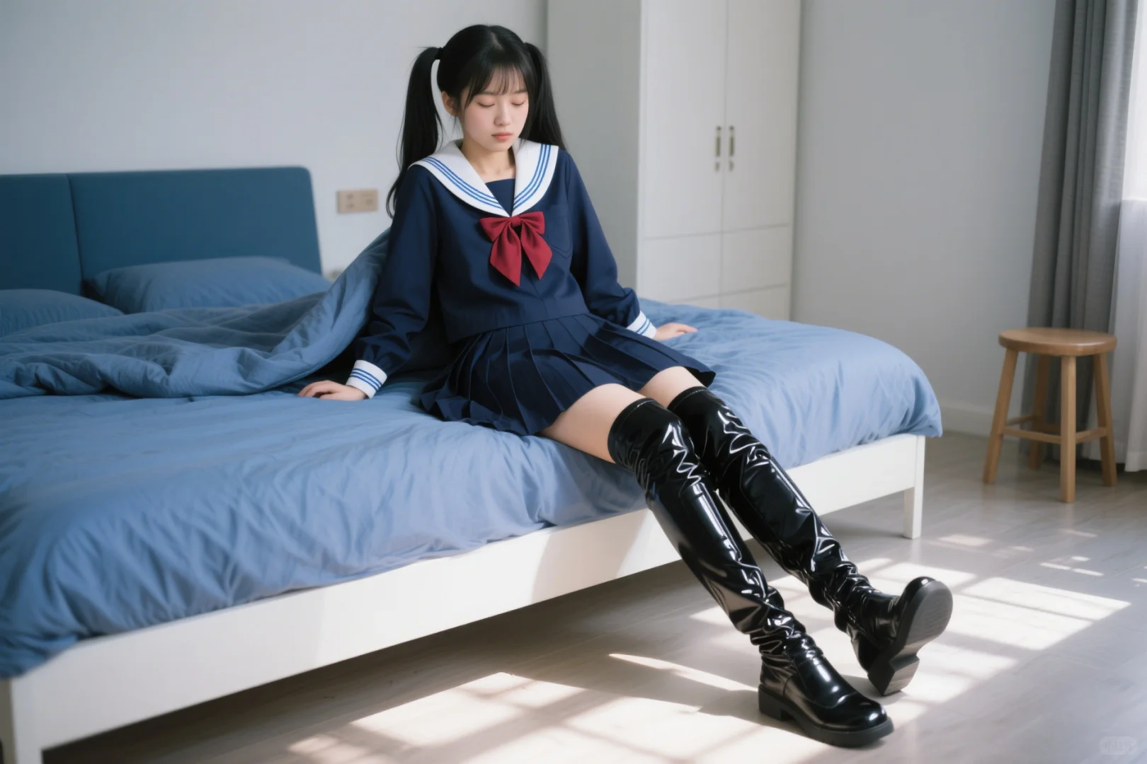 Ai，编号38056（穿过膝靴的女学生7）