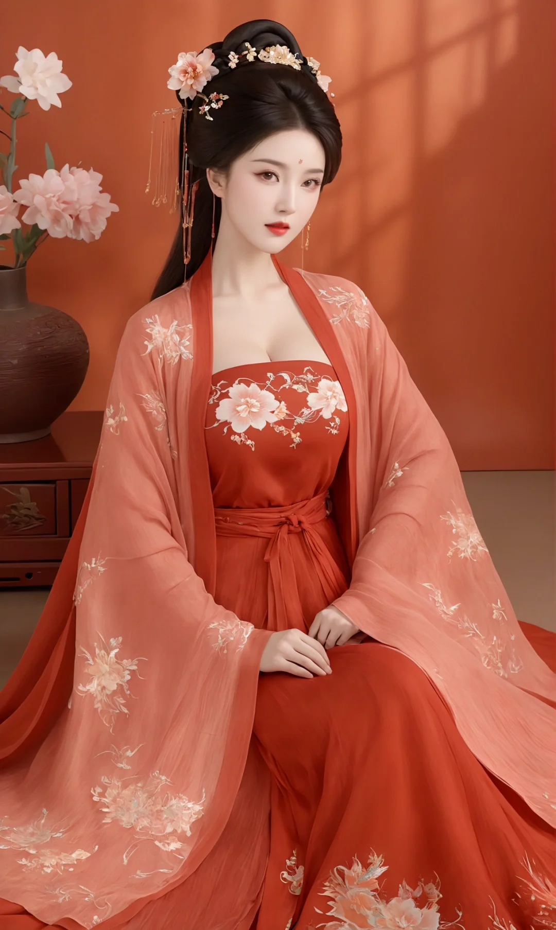 ai红色系列，国风美女壁纸