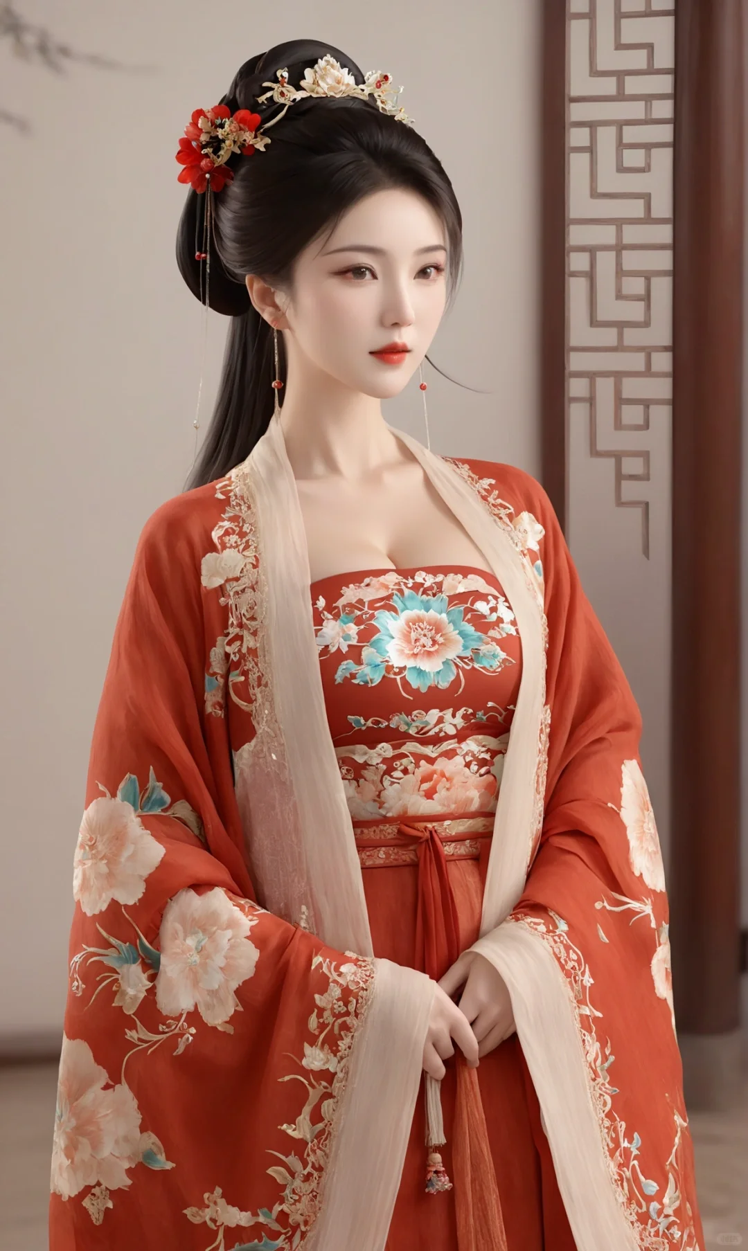 ai红色系列，国风美女壁纸
