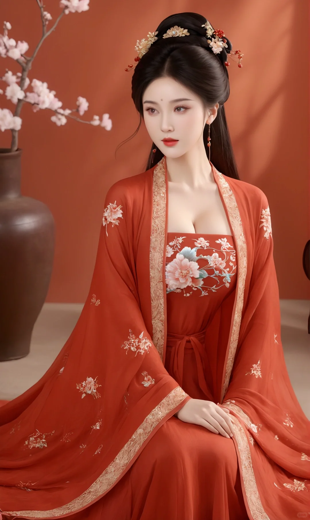 ai红色系列，国风美女壁纸