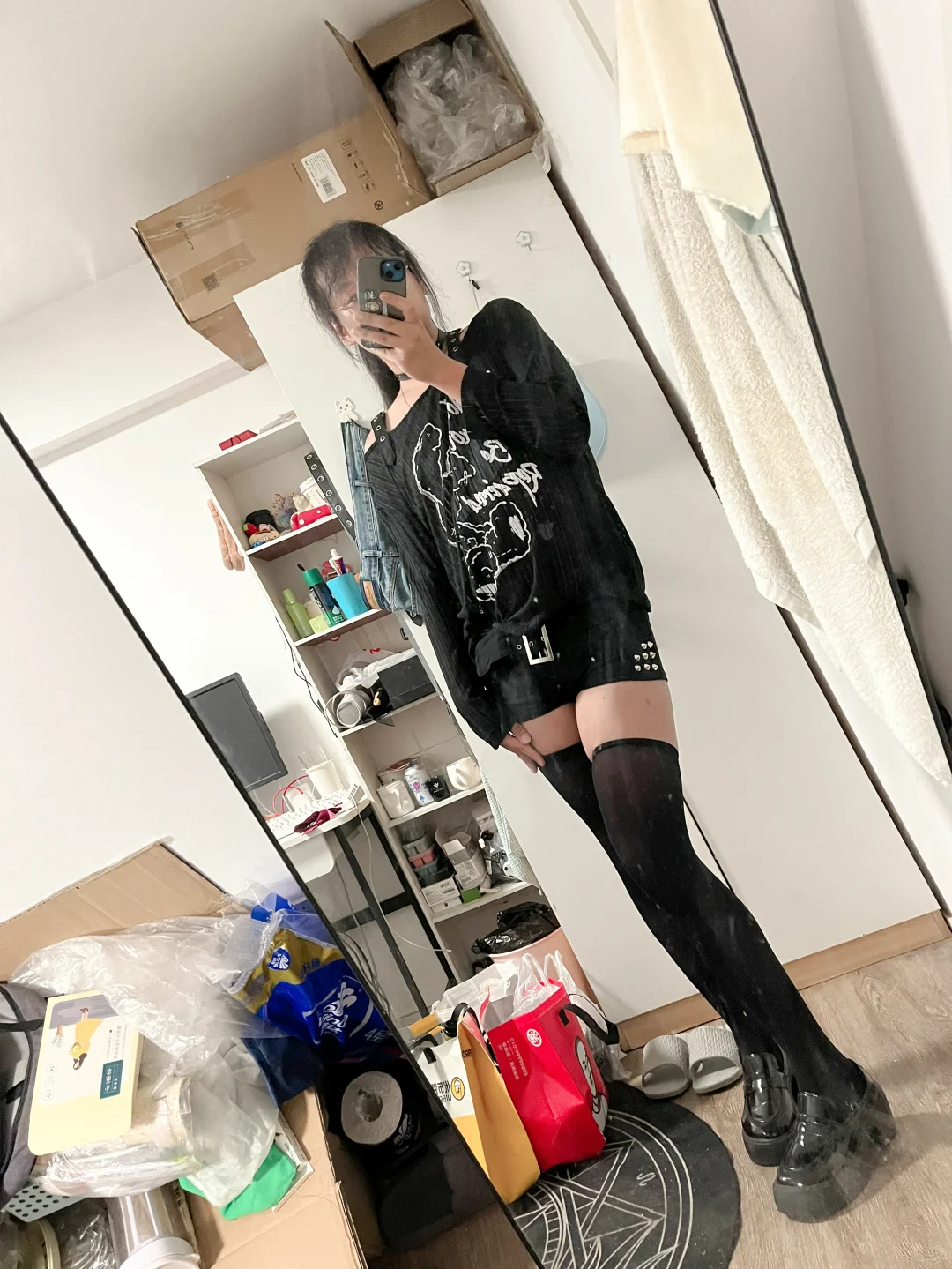 超爱热裤过膝袜