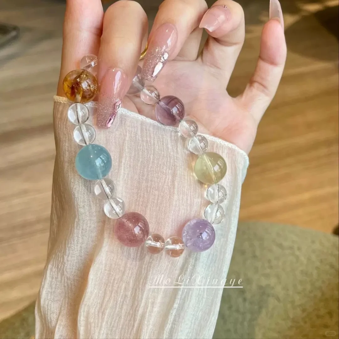 彩虹天然女多宝白水晶