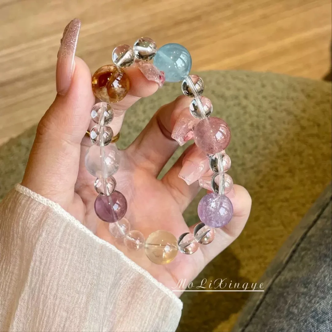彩虹天然女多宝白水晶