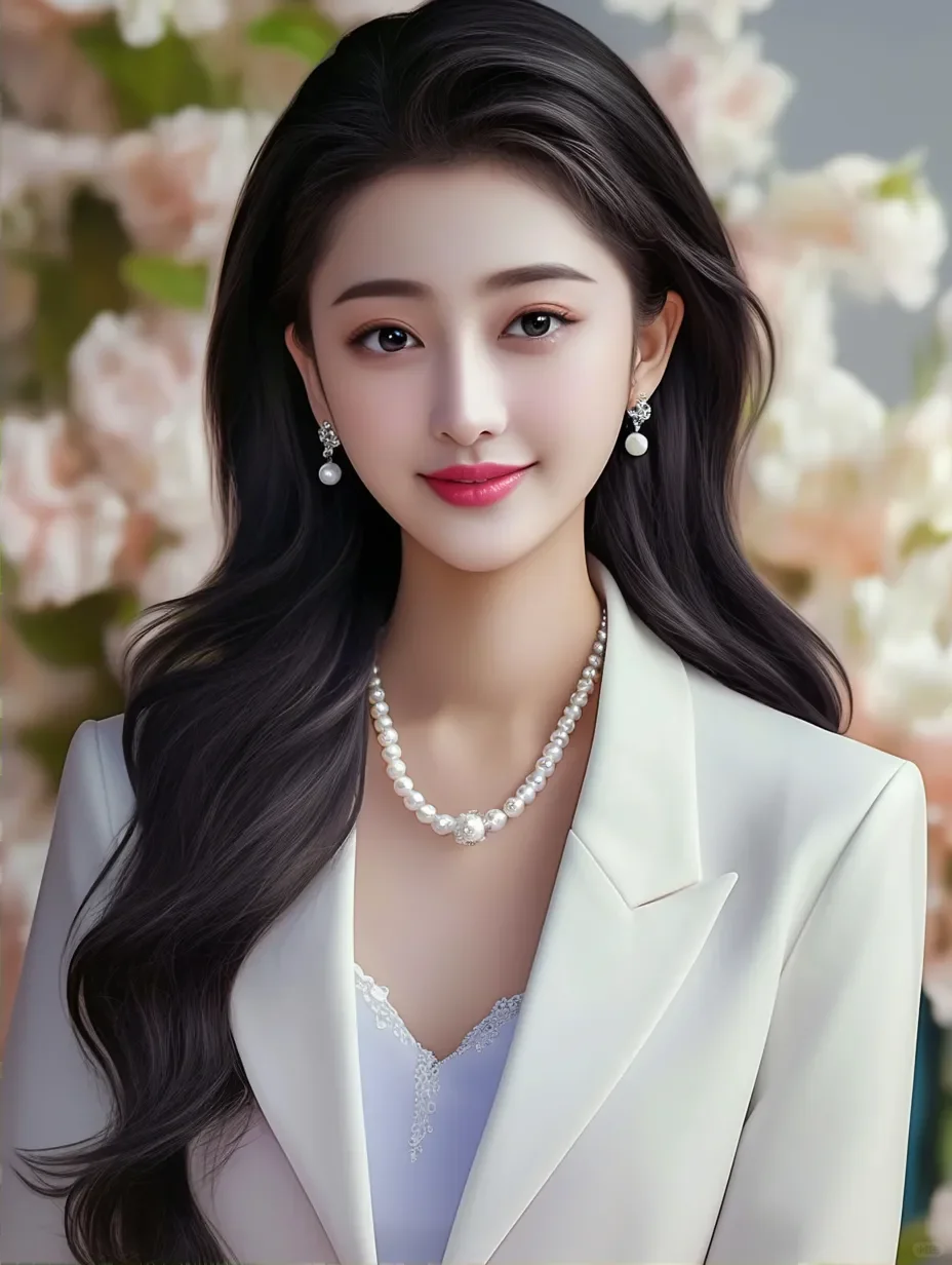 长发美女，白衣美女，美女写真