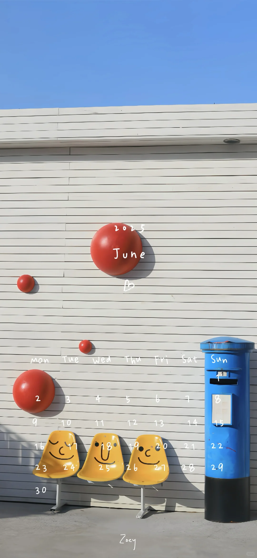 🎈𝟮𝟬𝟮𝟱 𝗝𝘂𝗻𝗲｜日历壁纸 📷 红黄蓝