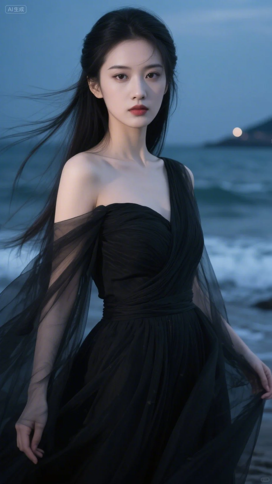 高冷妩媚迷人 性感诱惑 晚风和海，是绝配～