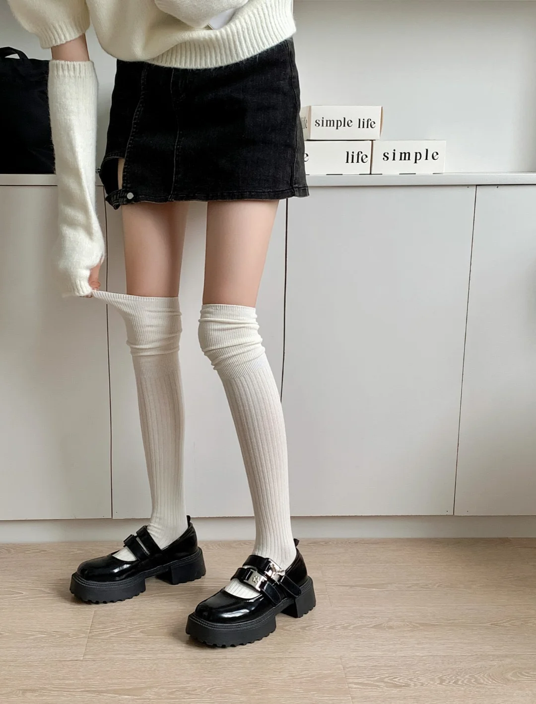 过膝女袜日系学生袜