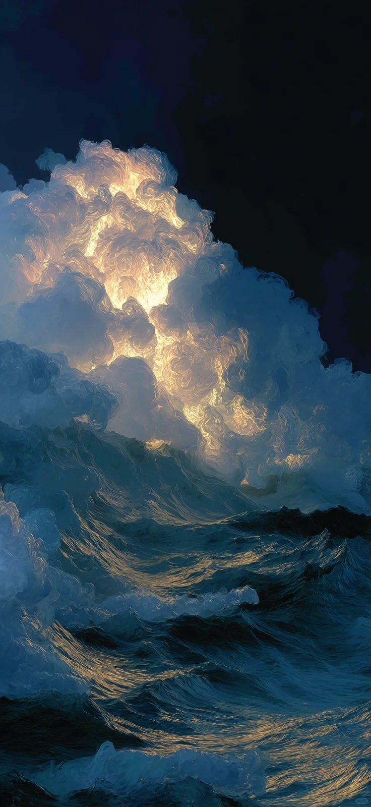 壁纸分享丨高清壁纸湛蓝金涛🌊🌊🌊