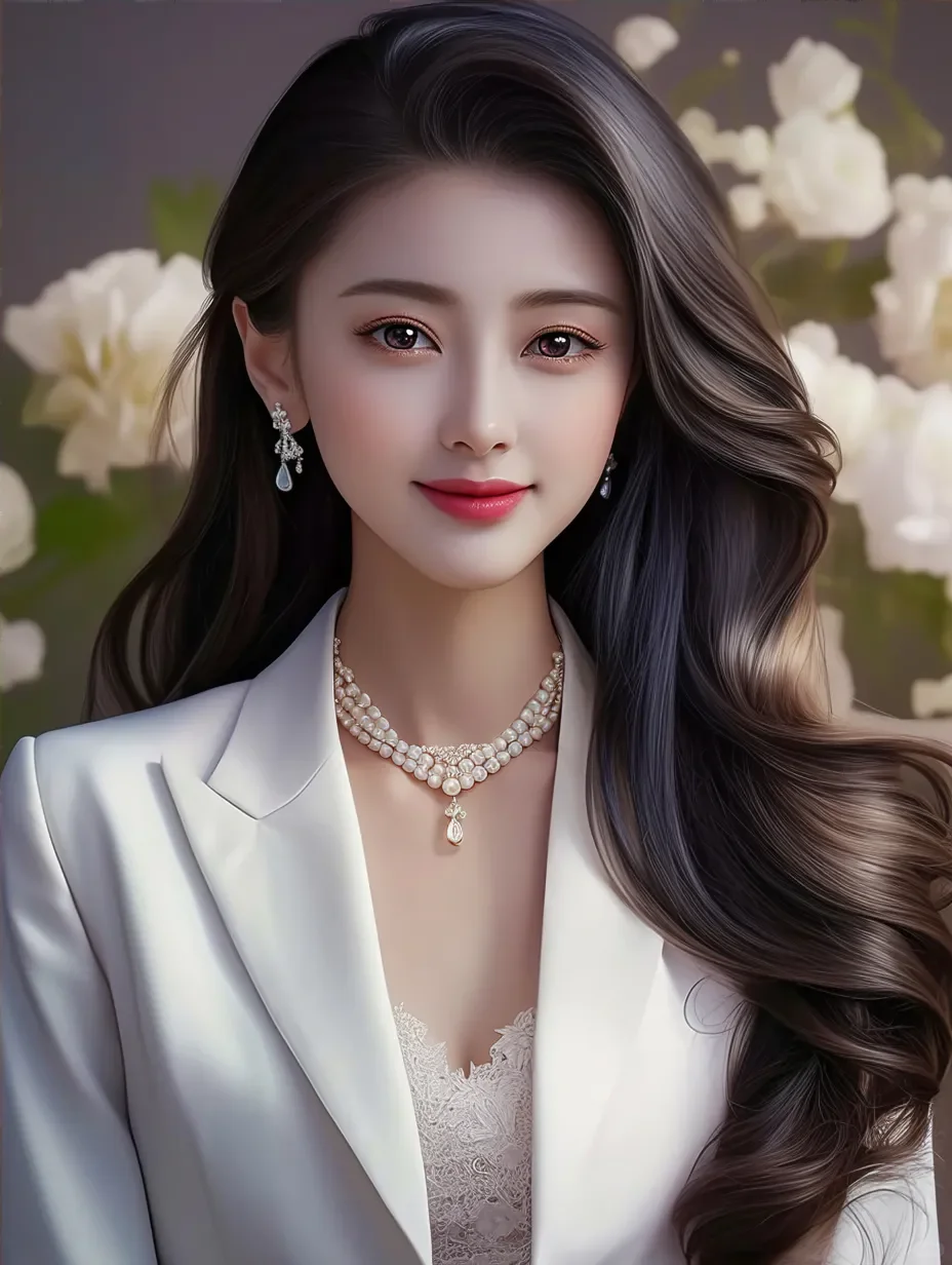 长发美女，白衣美女，美女写真