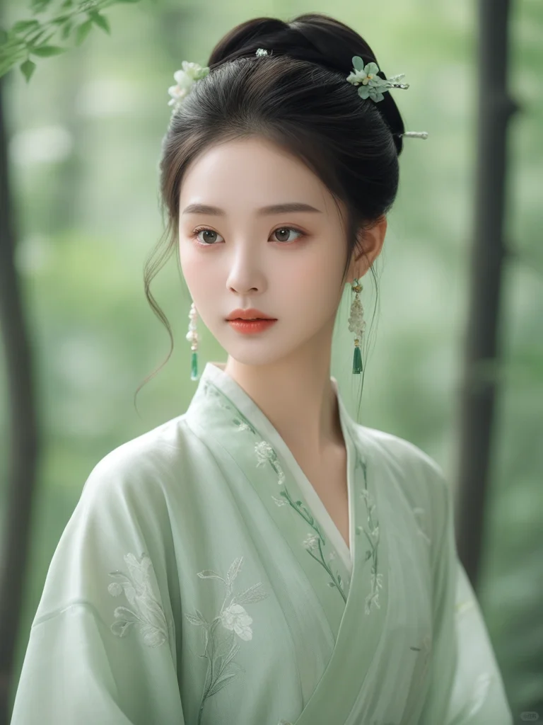 🌿🍃 一抹淡雅绿，悠悠汉服情 🍃🌿