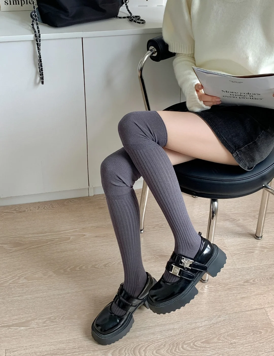 过膝女袜日系学生袜