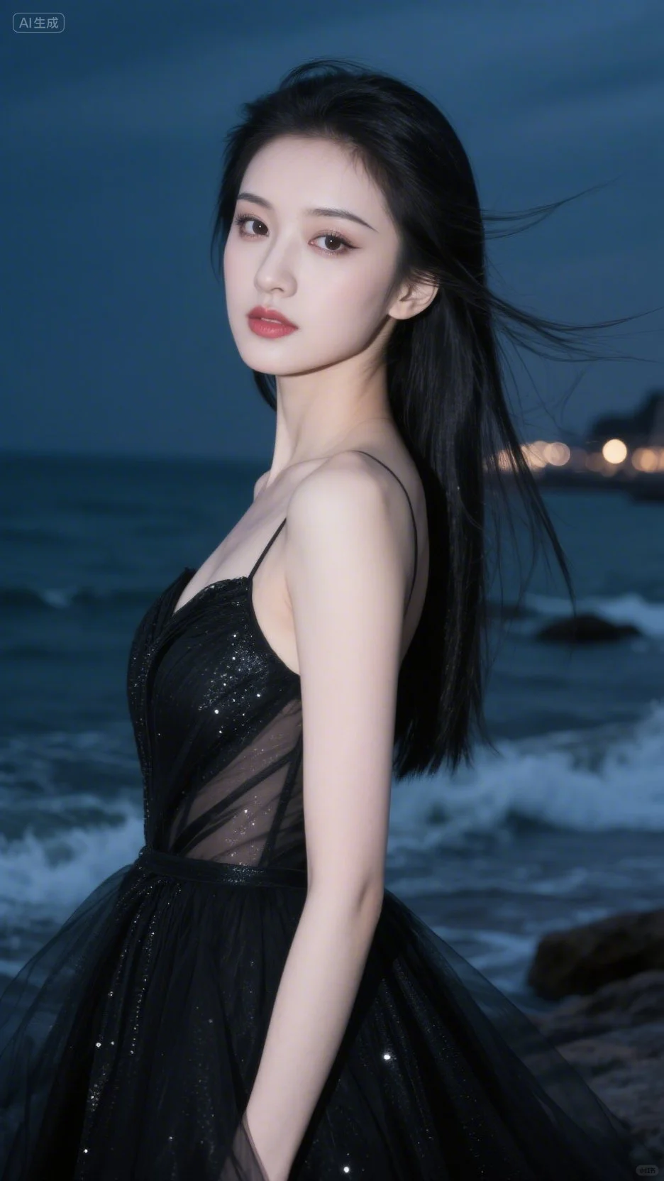 高冷妩媚迷人 性感诱惑 晚风和海，是绝配～