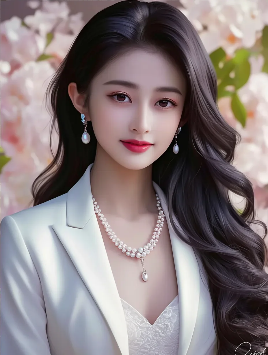 长发美女，白衣美女，美女写真