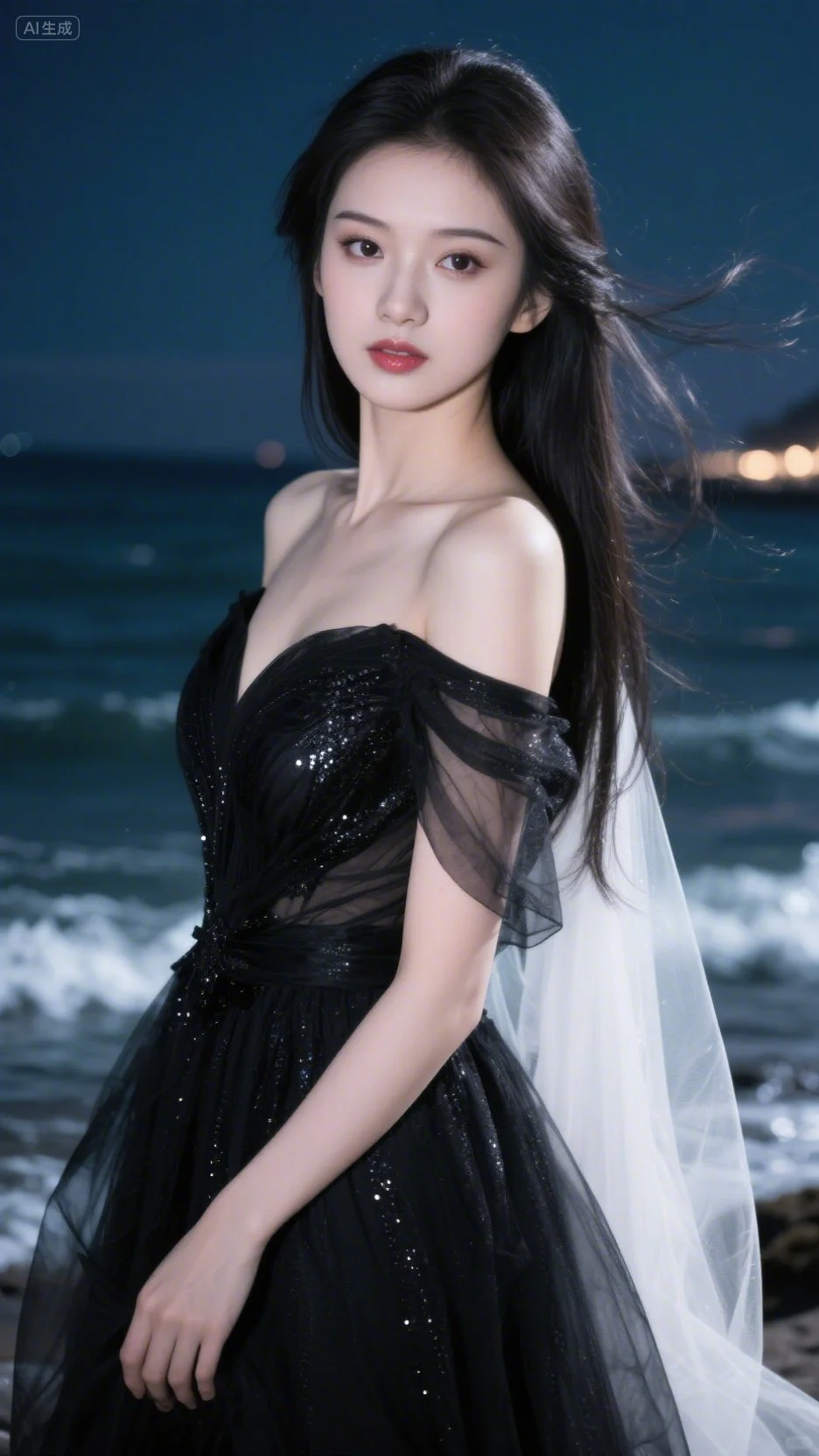高冷妩媚迷人 性感诱惑 晚风和海，是绝配～