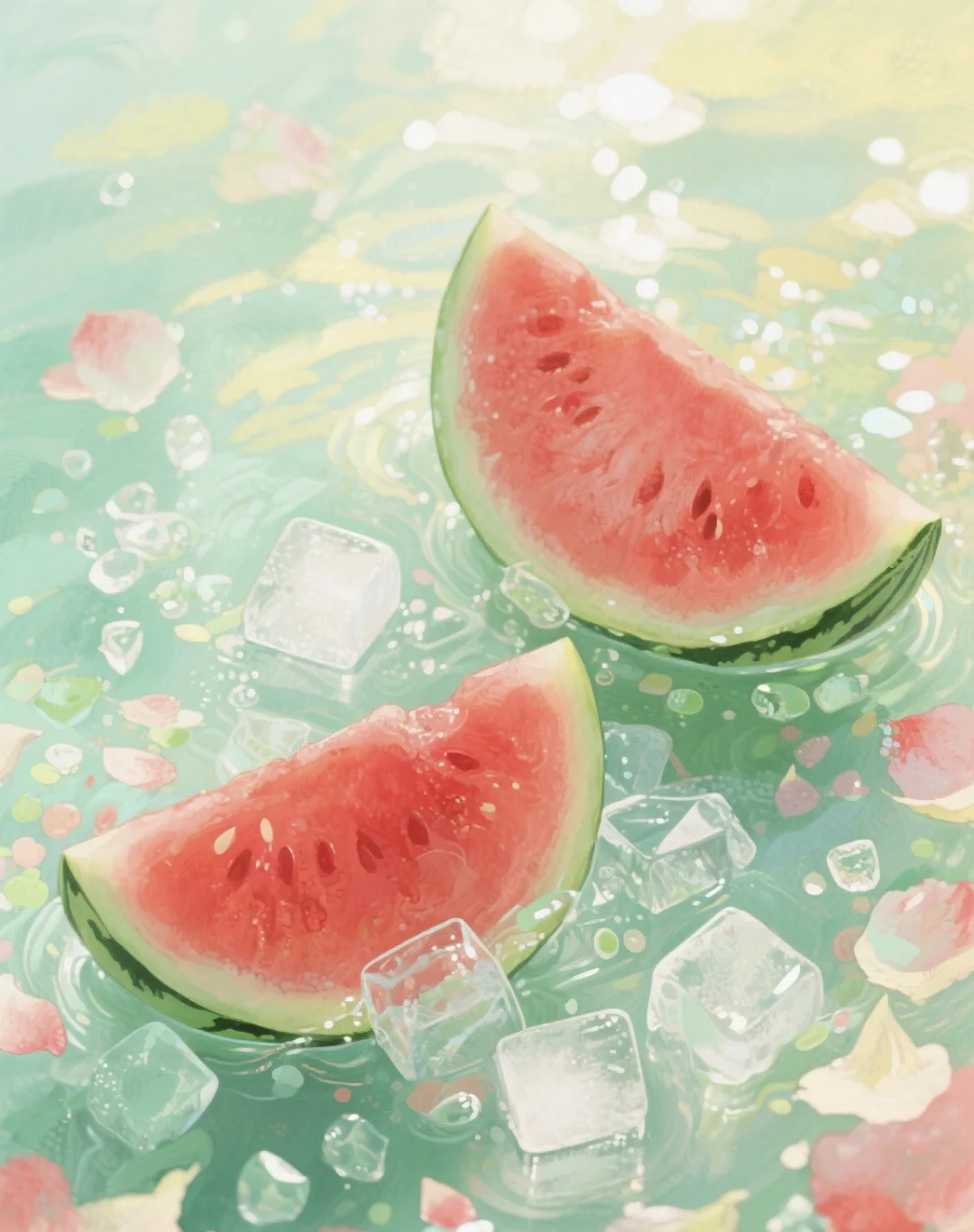 天啦噜,这夏日水果也太好看了吧🍉🌸😍🌿